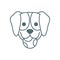 Cute little dachshund head with ball dog line style icon