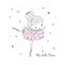 Cute little dancing Ballerina. Simple linear vector graphic  isolated illustration