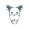Cute little dog boxer head with ball line style icon