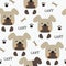 Cute little dogs, paws and bones seamless pattern