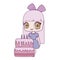 cute little doll with cake of birthday