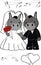 Cute little donkey couple  kawaii cartoon married