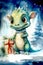 Cute little dragon cartoon, Happy funny fairytale animals. symbol of the year 2024