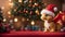 cute little dragon in a Santa hat scenery banner small friendly season celebrate