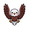 Cute little eagle cartoon flying