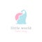 Cute little elephant logo. Kids toy shop and baby goods store mascot