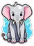 Cute little elephant sticker, flat vector clip art t-shirt design