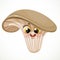Cute little emoji oyster mushroom isolated on white