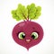 Cute little emoji red beetroot isolated on white