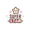 Cute little face and super star lettering illustration. illustration of isolated with phrase on white. Vector style