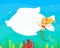 Cute Little Fairytale Mermaid with White Blank Lined Speech Cloud in the Shape of Fish Vector Illustration