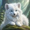 Cute little fantastic white fluffy animal,