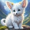 Cute little fantastic white fluffy animal,