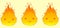 cute little fire illustration with three different expressions