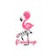 Cute little flamingo with flower.