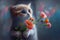 cute little fluffy kitten gives a bouquet of flowers for a birthday or mom, girlfriend for Valentine\\\'s day, a gentle airy