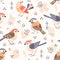 Cute little folk birds pattern