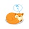 Cute little fox sleeping curled up, funny pup cartoon character vector Illustration on a white background