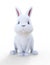 Cute little furry white bunny rabbit on a white background.