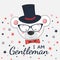 Cute little gentleman bear with top hat, glasses and bow tie.