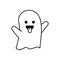 Cute little ghost showing tongue. Funny halloween character.