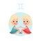 Cute little girl as Gemini astrological sign, horoscope zodiac character colorful cartoon Illustration