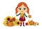 Cute little girl with autumn harvest vector