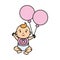 Cute and little girl baby with balloons helium