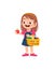 Cute little girl carry basket full of groceries