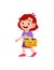 Cute little girl carry basket full of groceries