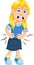 Cute little girl cartoon stomach ache