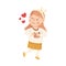 Cute little girl making love hand gesture. Adorable girl dressed casual clothes joining hands in heart shape cartoon