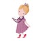 Cute little girl in mothers shoes, funny clipart with cartoon character, women`s day