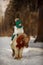 Cute Little girl with pinto pony