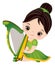 Cute Little Girl Playing Harp to CelebrateSt. Patrick Day. Vector Saint Patrick Day