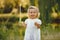 Cute little girl playing in a park