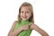 Cute little girl pointing her shoulder in body parts learning school chart serie