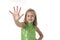 Cute little girl showing hand in body parts learning school chart serie