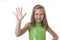 Cute little girl showing hand in body parts learning school chart serie