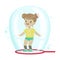 Cute little girl standing inside soap bubble vector Illustration