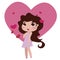 Cute little girl valentine character Vector illustration