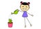 Cute little girl watering plant