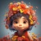 cute little girl wearing crown of flower