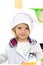 Cute little girl in white chief costume