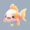 Cute little goldfish with a kind smiling face and big eyes.