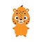 Cute little Halloween cheetah in a pumpkin costume. Cartoon animal character for kids t-shirts, nursery decoration, baby