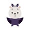 Cute little Halloween polar bear in a bat costume. Cartoon animal character for kids t-shirts, nursery decoration, baby