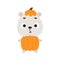 Cute little Halloween polar bear in a pumpkin costume. Cartoon animal character for kids t-shirts, nursery decoration