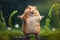 Cute little hamster dancing in the rain