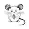 Cute little hamster with a nut. Hand-drawn sketch. Vector illustration isolated on white.
